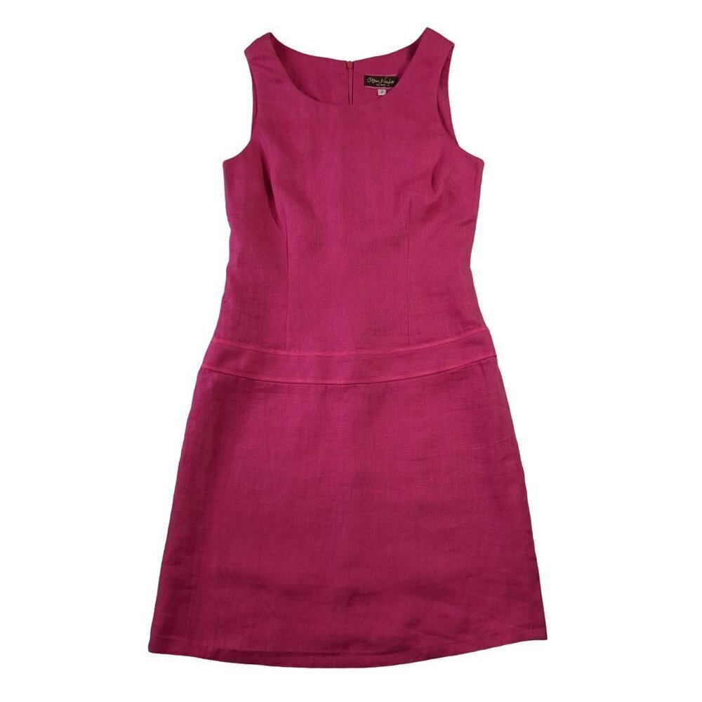 Robin Naylor Bay‎ Head Dress Womens 2 Pink Linen Sheath Sleeveless Lined